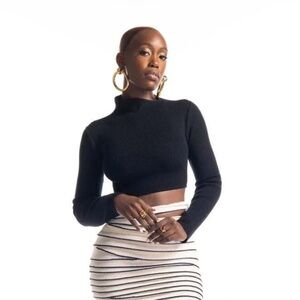 hanifa | sayda knit top | black | size: us 3xl | knitwear | black-owned